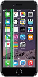 iPhone 6 con LCD rotto e macchine scure